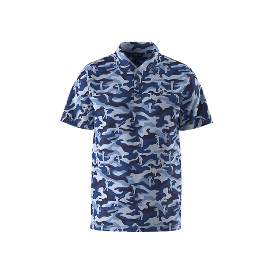 Boy's Golfing Camo Polo - Blue