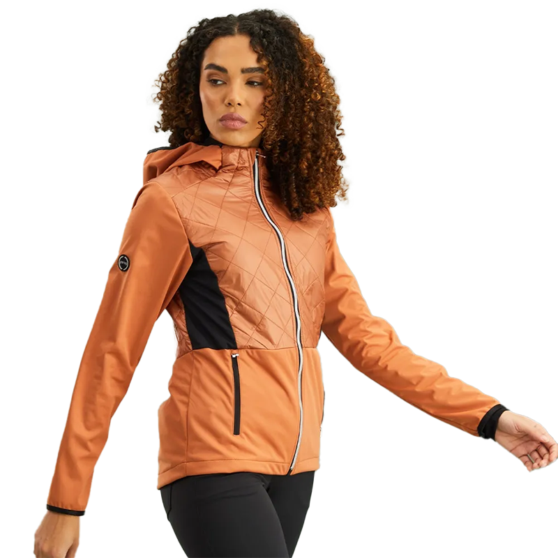 Gem Ladies Hybrid Hooded Jacket - Auburn/Black