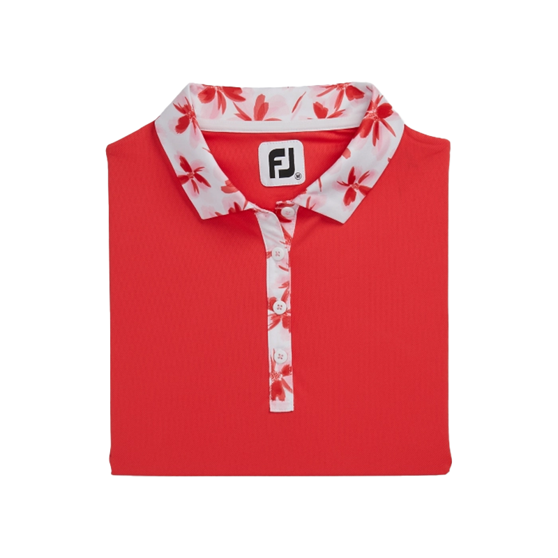Gingham Trim Short Sleeve Shirt - Red