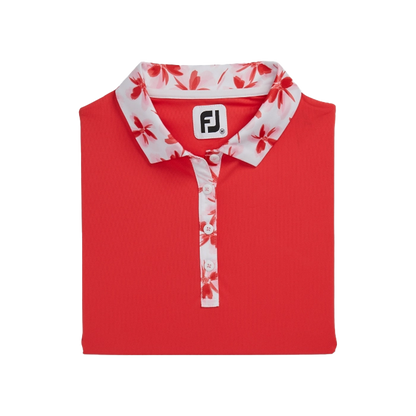 Gingham Trim Short Sleeve Shirt - Red