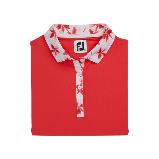 Gingham Trim Short Sleeve Shirt - Red