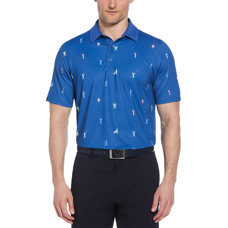 Mens Time Lapse Print Polo - Galaxy Blue
