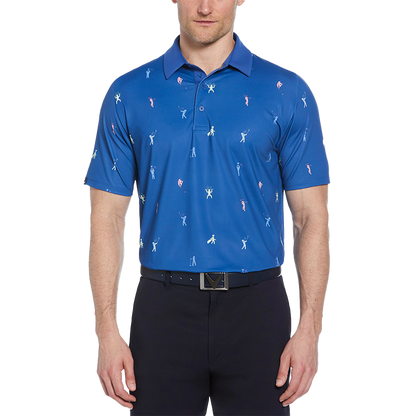 Mens Time Lapse Print Polo - Galaxy Blue
