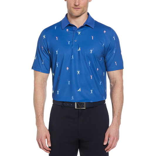 Mens Time Lapse Print Polo - Galaxy Blue
