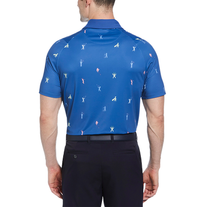 Mens Time Lapse Print Polo - Galaxy Blue