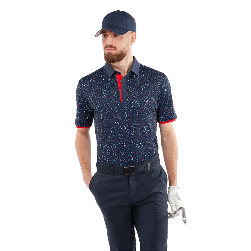 Mannix Breathable short sleeve golf shirt - Navy/Red