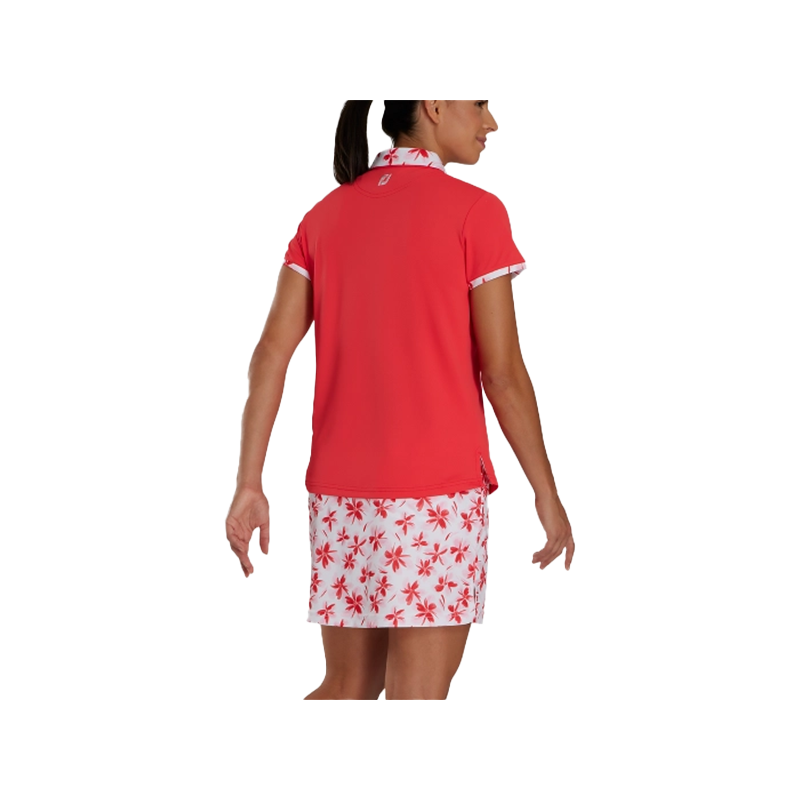 Gingham Trim Short Sleeve Shirt - Red