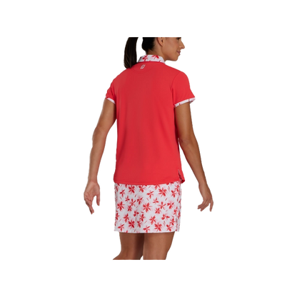 Gingham Trim Short Sleeve Shirt - Red