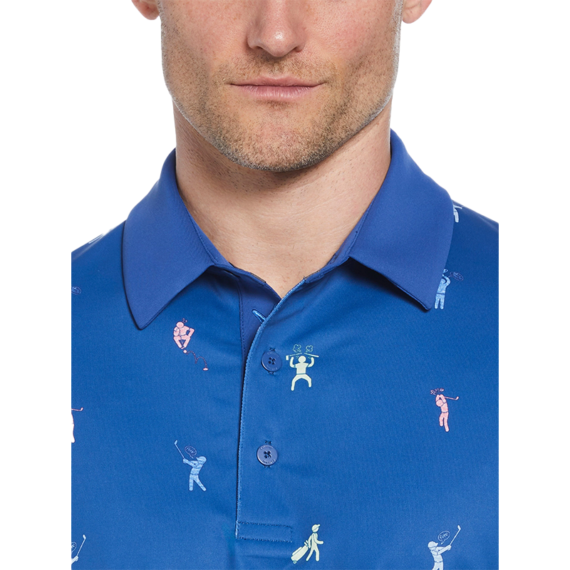 Mens Time Lapse Print Polo - Galaxy Blue