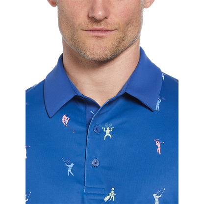 Mens Time Lapse Print Polo - Galaxy Blue