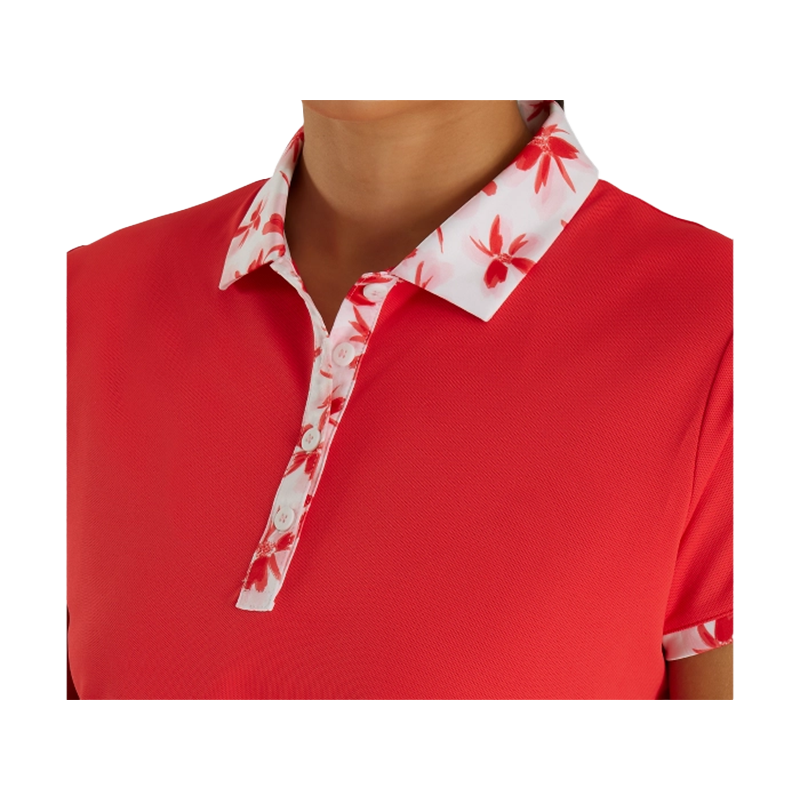 Gingham Trim Short Sleeve Shirt - Red