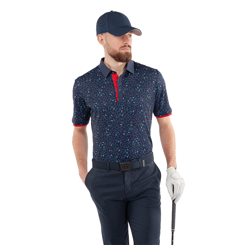 Mannix Breathable short sleeve golf shirt - Navy/Red