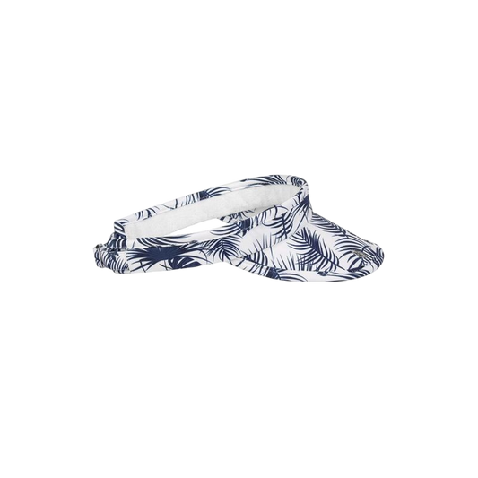 LEXI Ladies Soft Peak Performance Golf Visor - White/Navy Tropical Print