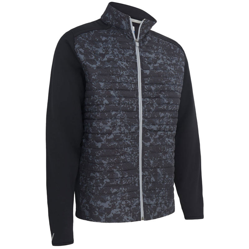 Abstract Camo Printed Mixed Media Full Zip