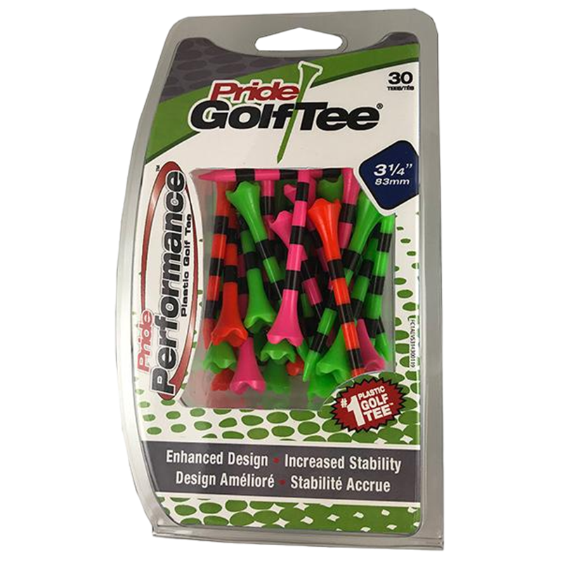 Striped Pride Performance™ Plastic Tees - 3-1/4" Citrus Mix