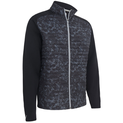 Abstract Camo Printed Mixed Media Full Zip