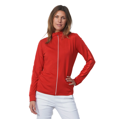 Anna Mandarine Long Sleeve Full Zip Top Red