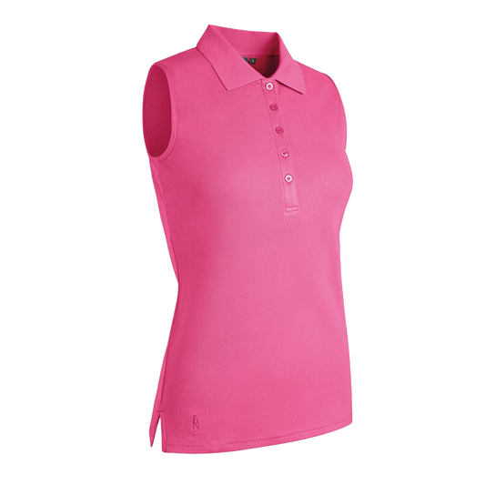 Jenna Ladies Sleeveless Performance Pique Golf Polo Shirt - Hot Pink