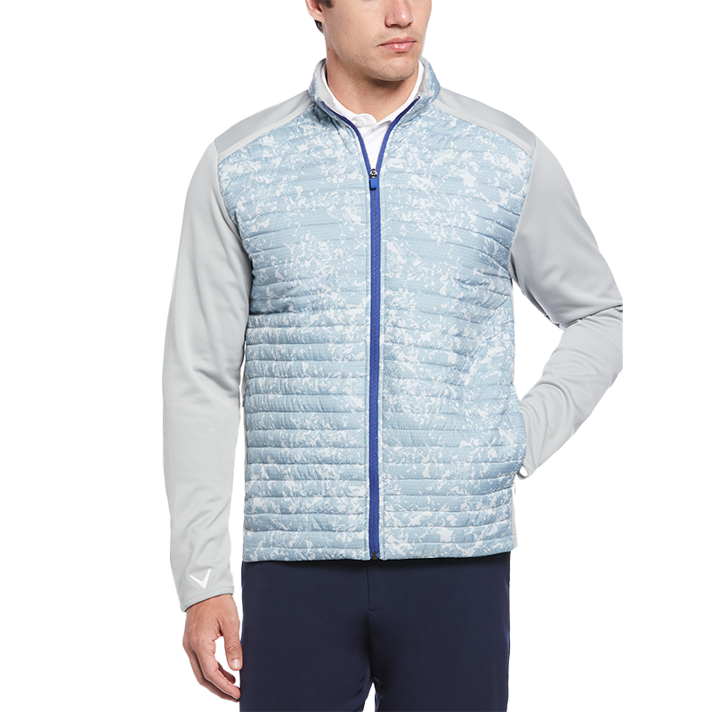 Abstract Camo Printed Mixed Media Full Zip