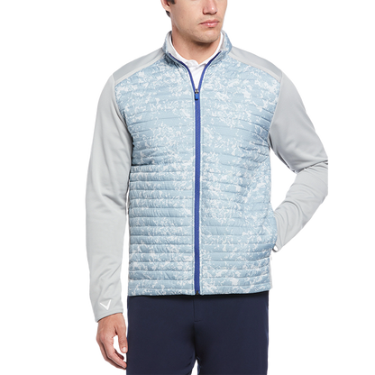 Abstract Camo Printed Mixed Media Full Zip