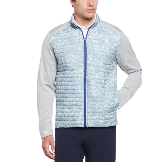 Abstract Camo Printed Mixed Media Full Zip