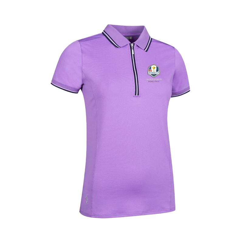 Ryder Cup Stella-Womens Mesh Panel Performance Golf Shirt – Amethyst/Navy
